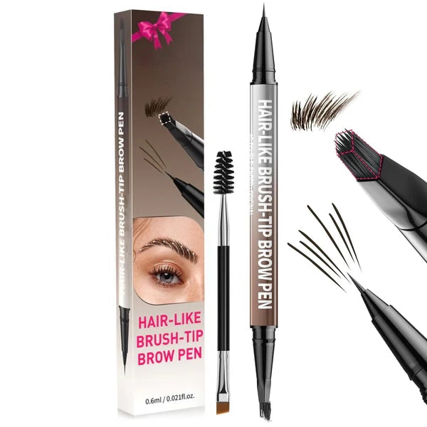2-in-1 3D Hair-Stroke Brow Pen + Square Brush 🔥Natural “Microblading” Brows in Seconds — Even for Beginners ✅