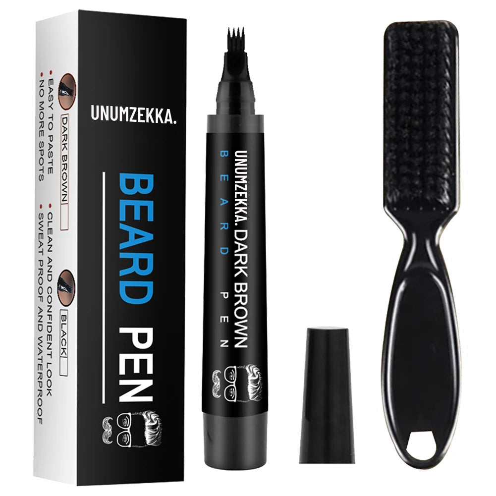 Instant Beard Filler Pen for Men – 4-Prong Precision Tool to Fix Patchy Beards in Seconds (Long-Lasting, Natural Finish)