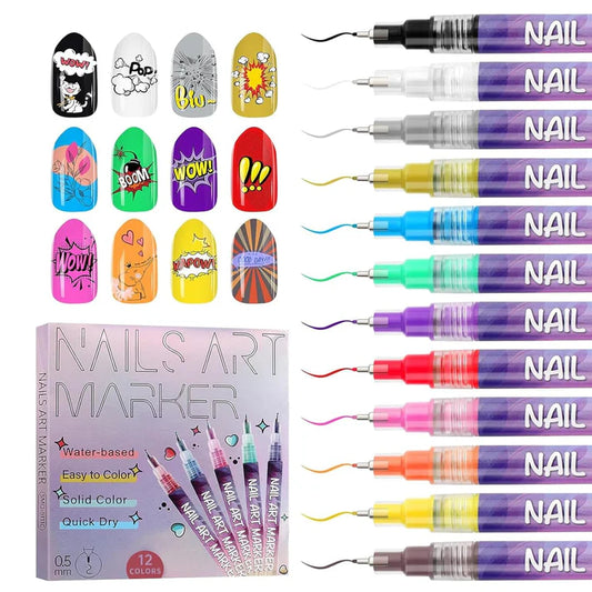 12-Color 3D Nail Art Pens – Salon-Perfect Nails at Home