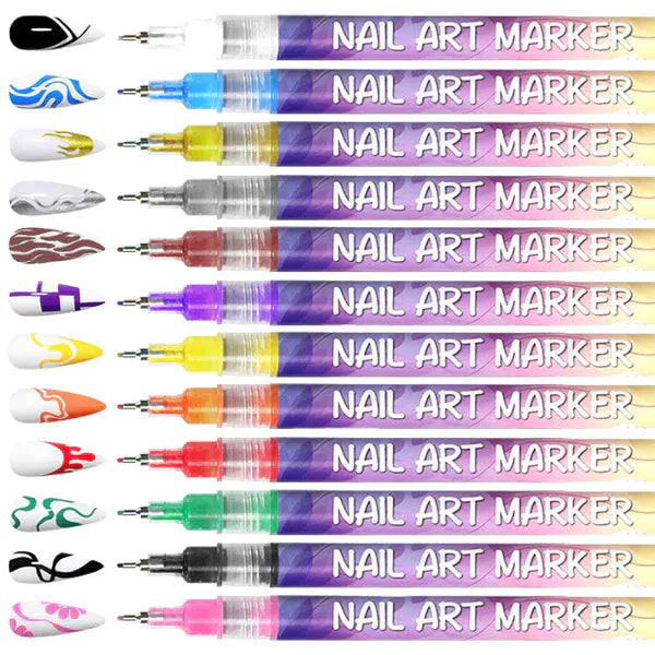 12-Color 3D Nail Art Pens – Salon-Perfect Nails at Home