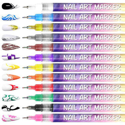 12-Color 3D Nail Art Pens – Salon-Perfect Nails at Home