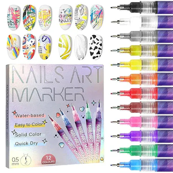 12-Color 3D Nail Art Pens – Salon-Perfect Nails at Home