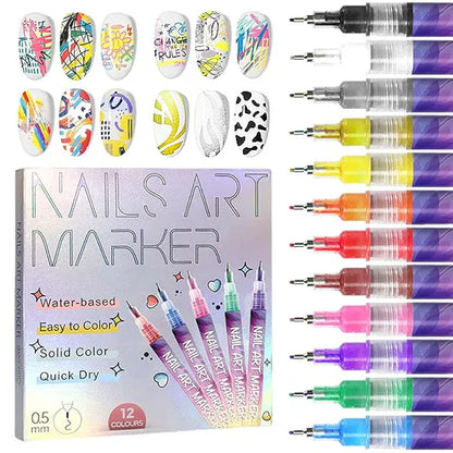 12-Color 3D Nail Art Pens – Salon-Perfect Nails at Home