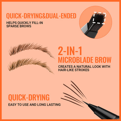 2-in-1 3D Hair-Stroke Brow Pen + Square Brush 🔥Natural “Microblading” Brows in Seconds — Even for Beginners