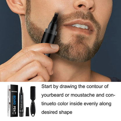 Instant Beard Filler Pen for Men – 4-Prong Precision Tool to Fix Patchy Beards in Seconds (Long-Lasting, Natural Finish)