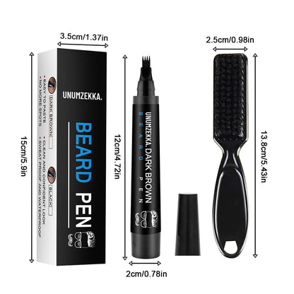 Instant Beard Filler Pen for Men – 4-Prong Precision Tool to Fix Patchy Beards in Seconds (Long-Lasting, Natural Finish)